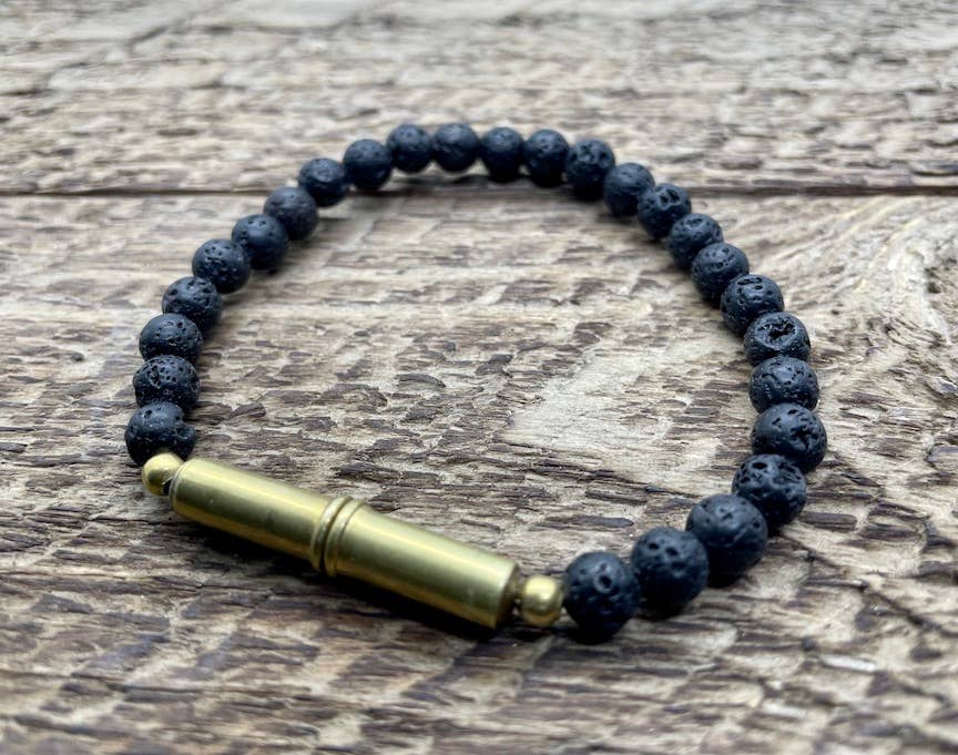 Flint Beaded Single Bracelet: Brass Snake / Large