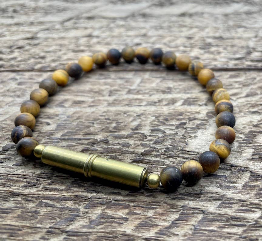 Flint Beaded Single Bracelet: Brass Snake / Large