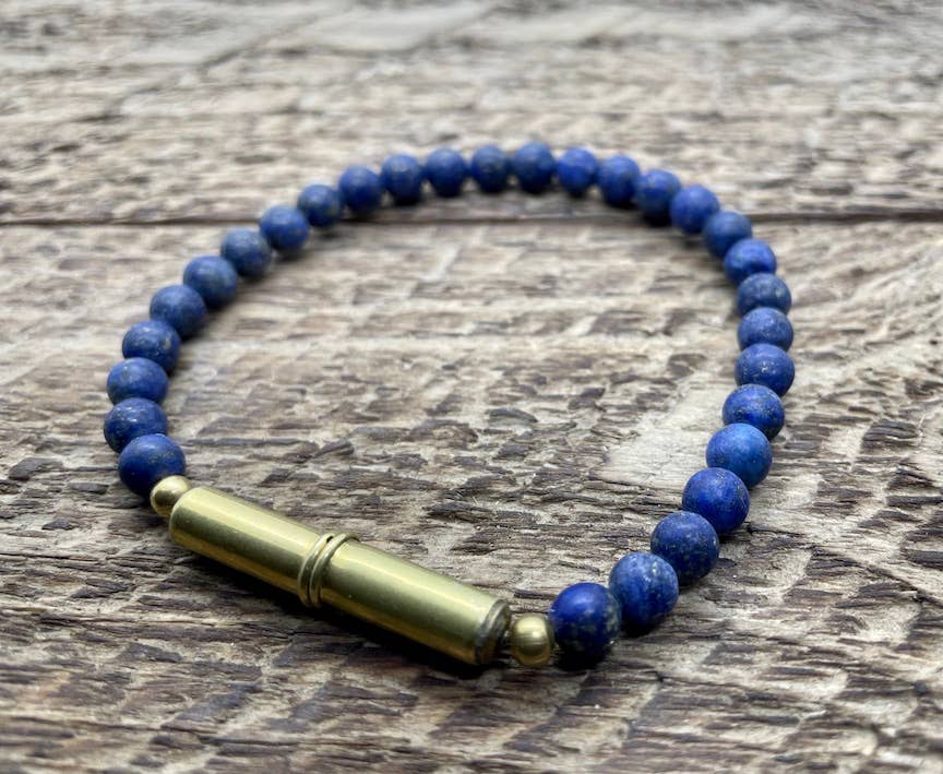 Flint Beaded Single Bracelet: Brass Snake / Large