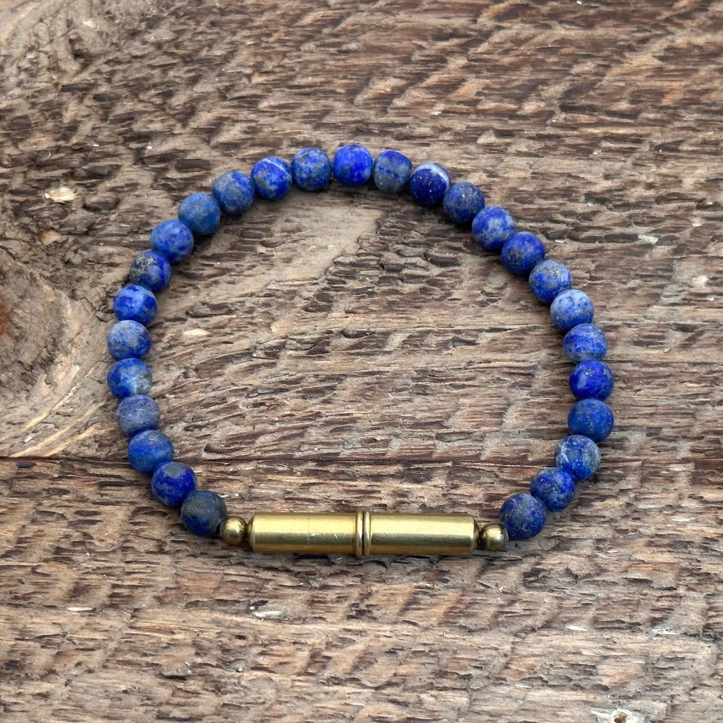 Flint Beaded Single Bracelet: Brass Snake / Large