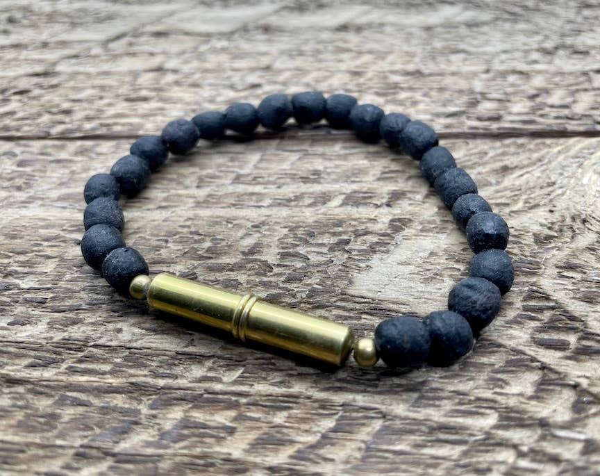 Flint Beaded Single Bracelet: Brass Snake / Large