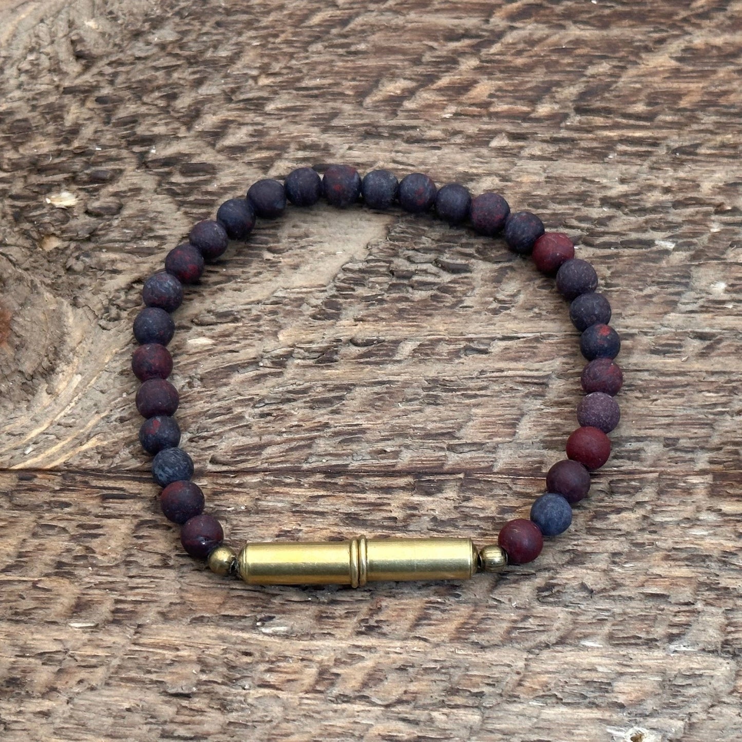 Flint Beaded Single Bracelet: Brass Snake / Large