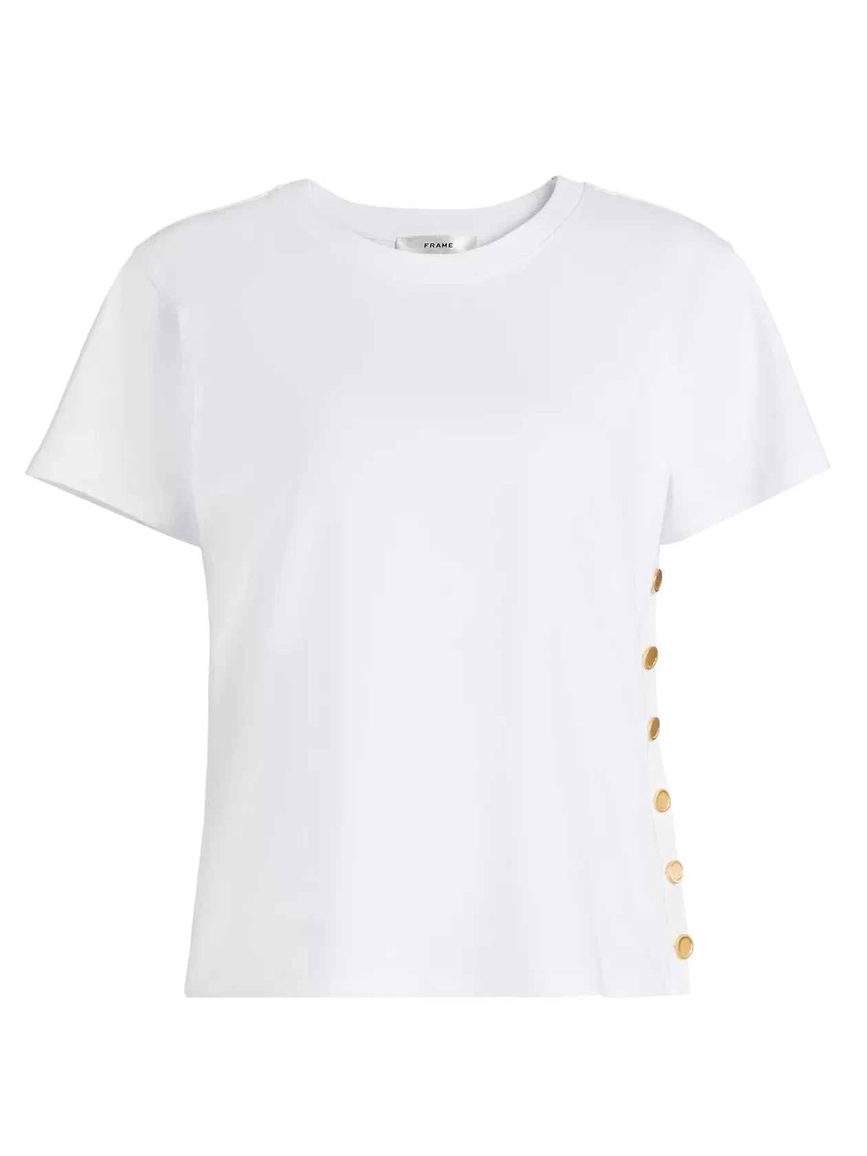 Frame Button Placket Tee in White