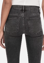 Frame Le High Flare Side Slit in Obsidian Clean