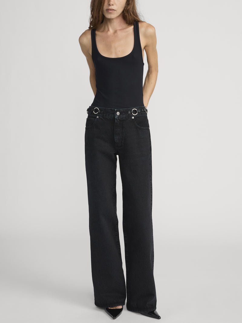 Frame Le Sleek Straight Studded in Meteor