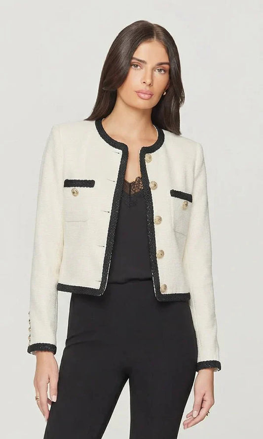 Generation Love Amber Tweed Jacket in Cream Black