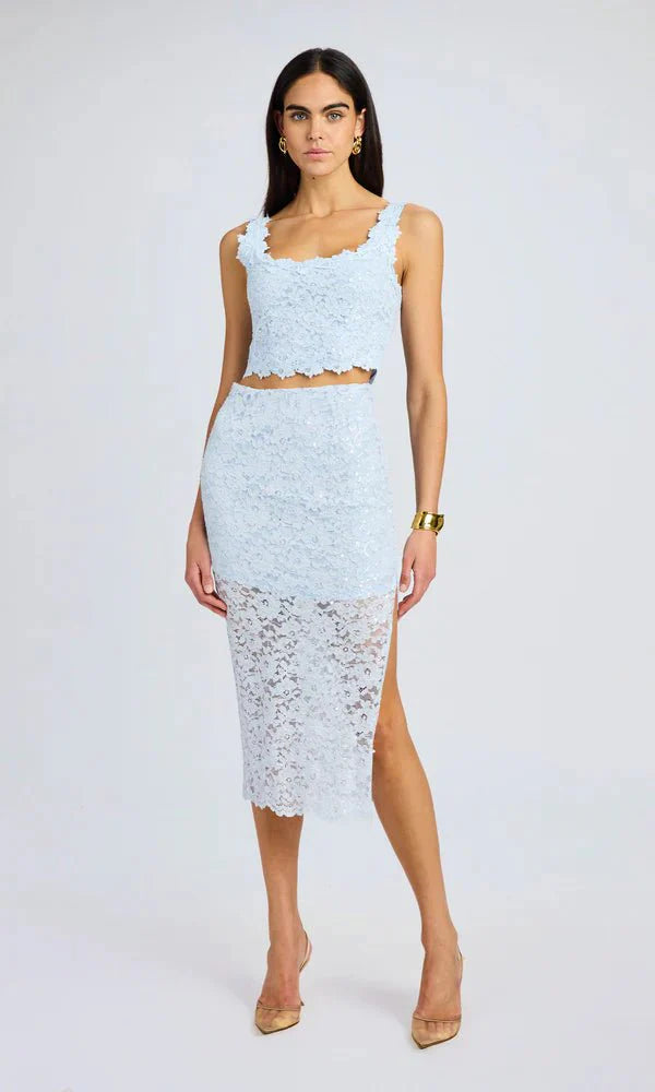 Generation Love Henrietta Sequin Lace Top in Opal