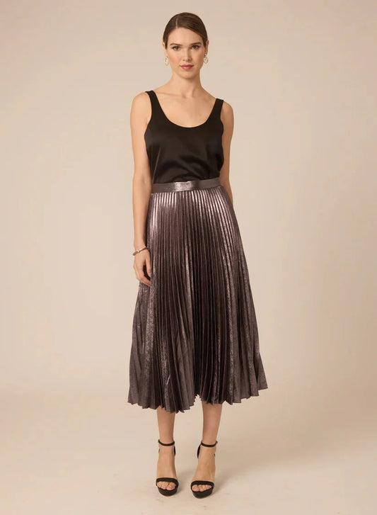 Gilner Farrar Braylen Skirt in Silver Metallic Pleating