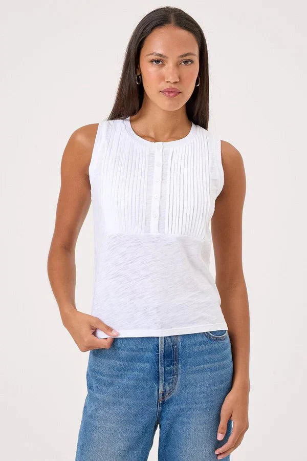 Goldie Tees Ava Henley Tank in White