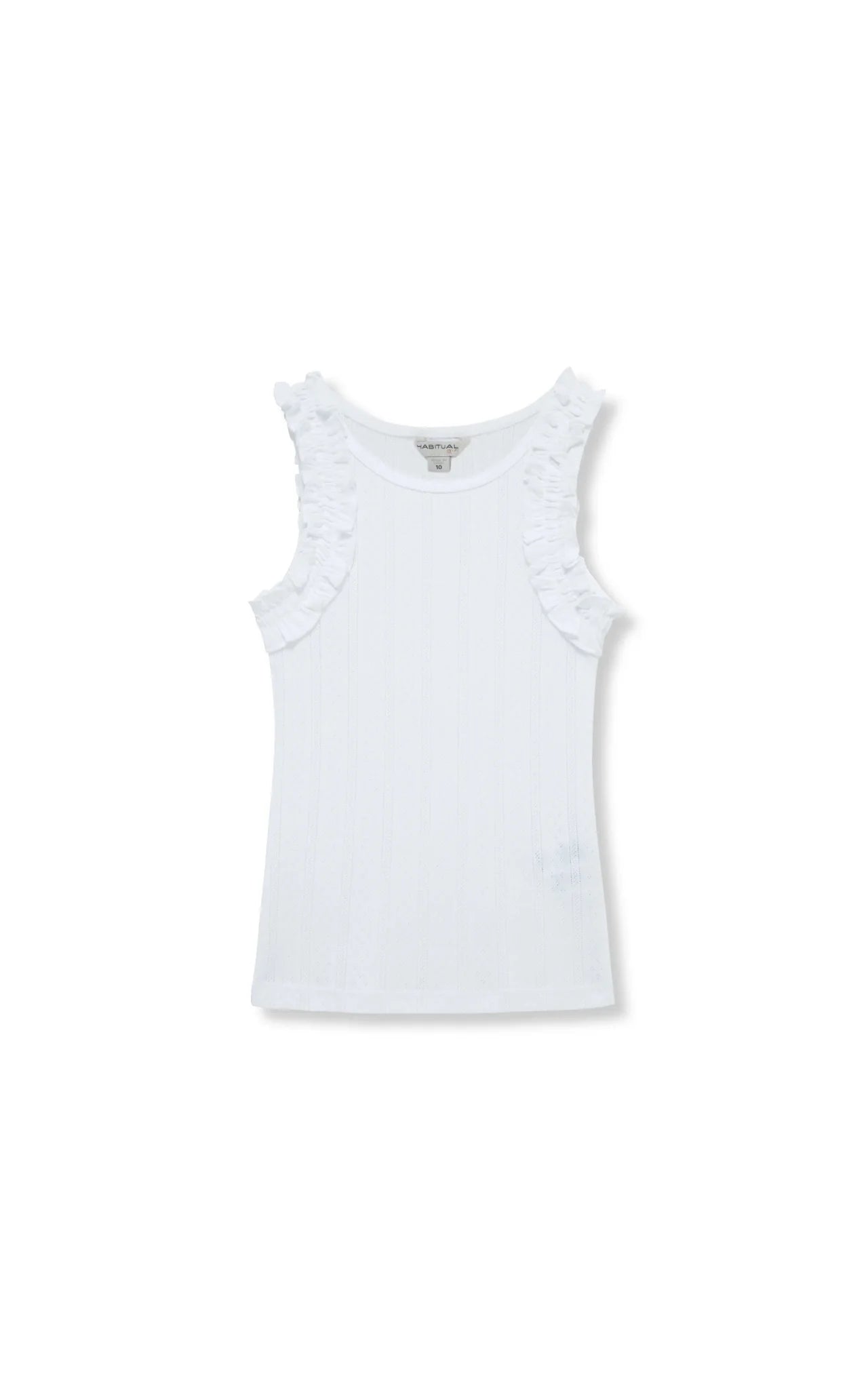 Habitual Girl Ruched Sleeve Tank Top in White