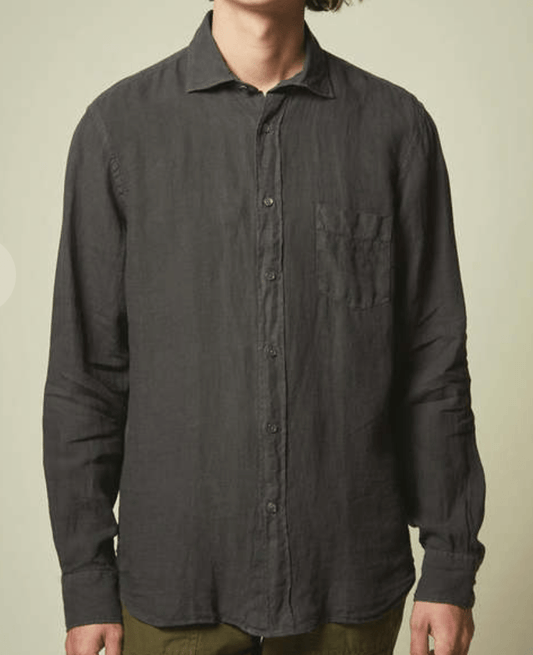 Hartford Linen Shirt in Charcoal (FINAL SALE)