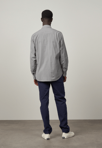 Hartford Twill Paul Shirt in Grey Green