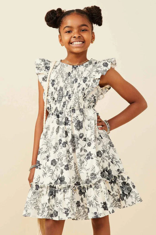 Hayden Girls Antique Floral Smock And Ruffle Dress