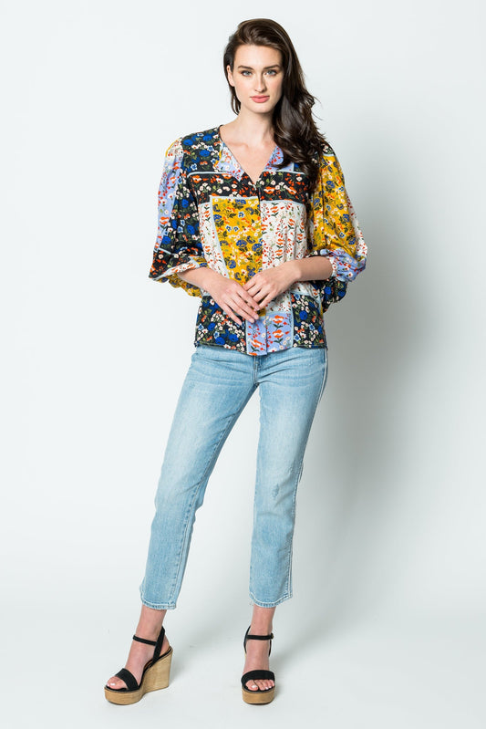 Hunter Bell Finley Blouse in Wildflower Patchwork