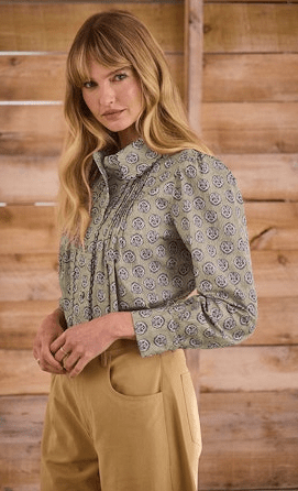 Hunter Bell James Shirt in Navy Bird Block