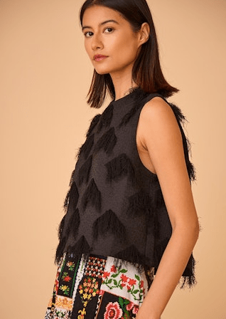 Hunter Bell Manning Top in Black Fringe