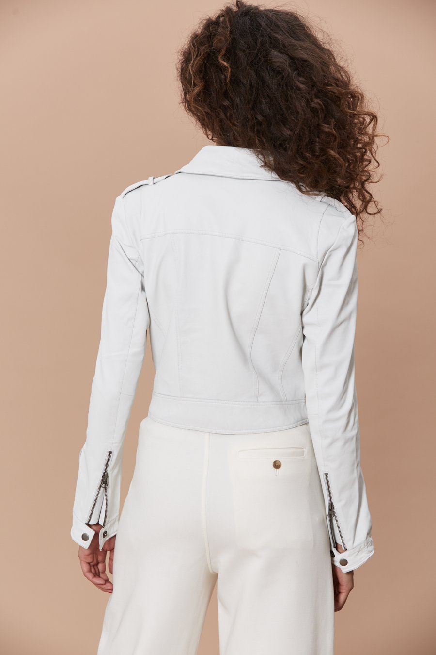 Jakett Josey Washed Leather Jacket in White