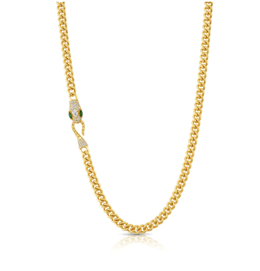 Jen Hansen Cuban Snake Clasp Necklace in Gold