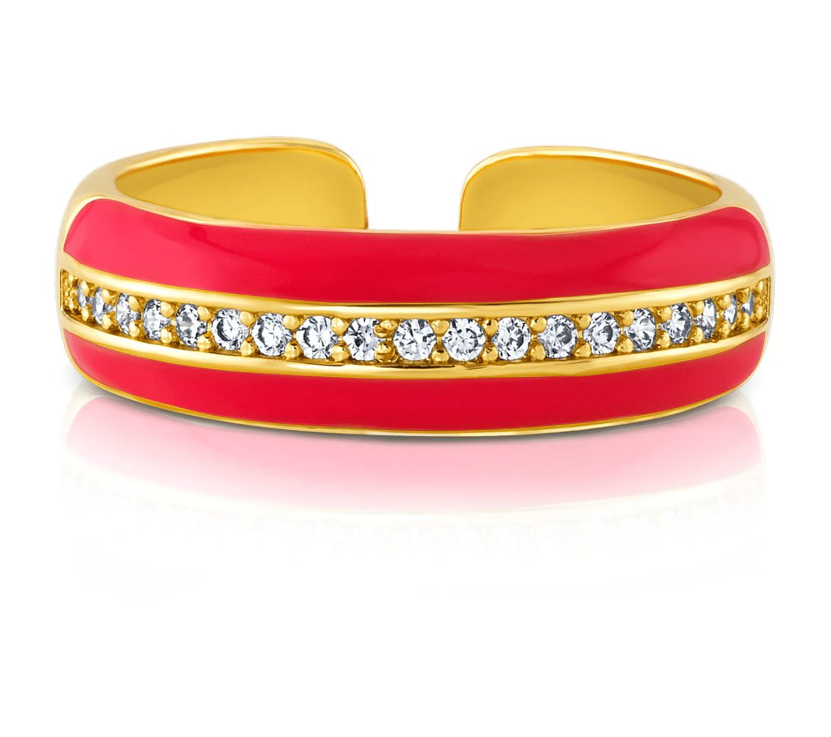 Jen Hansen Enamel 1 Row CZ Ring