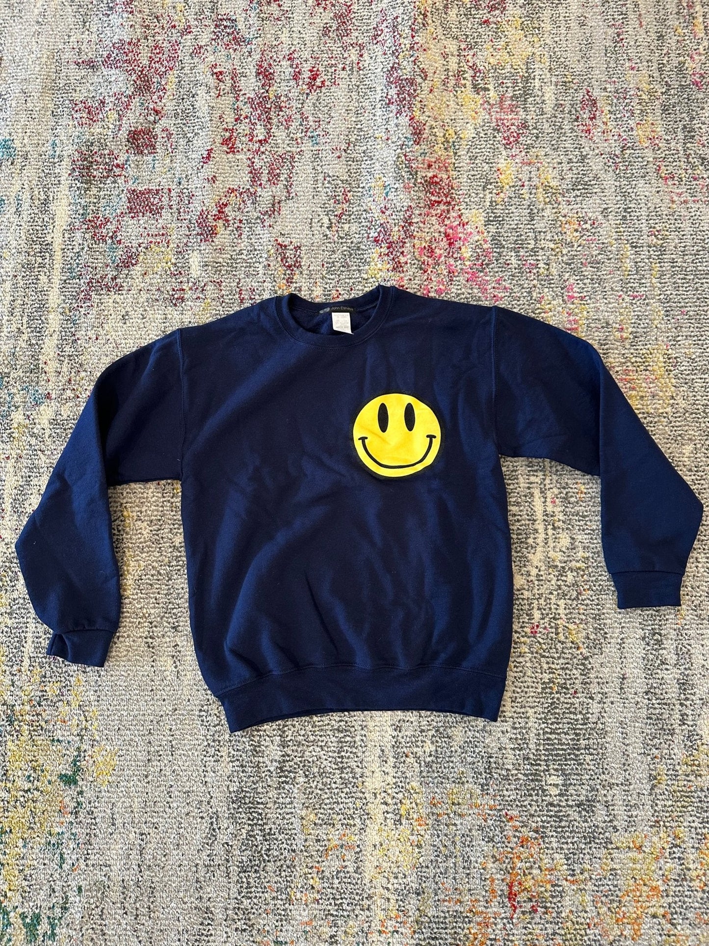 JET Happy Face Crewneck in Navy