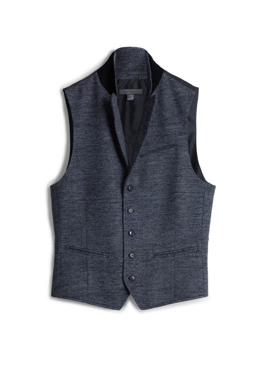 John Varvatos Sim Pit Peak Lapel Vest in Navy