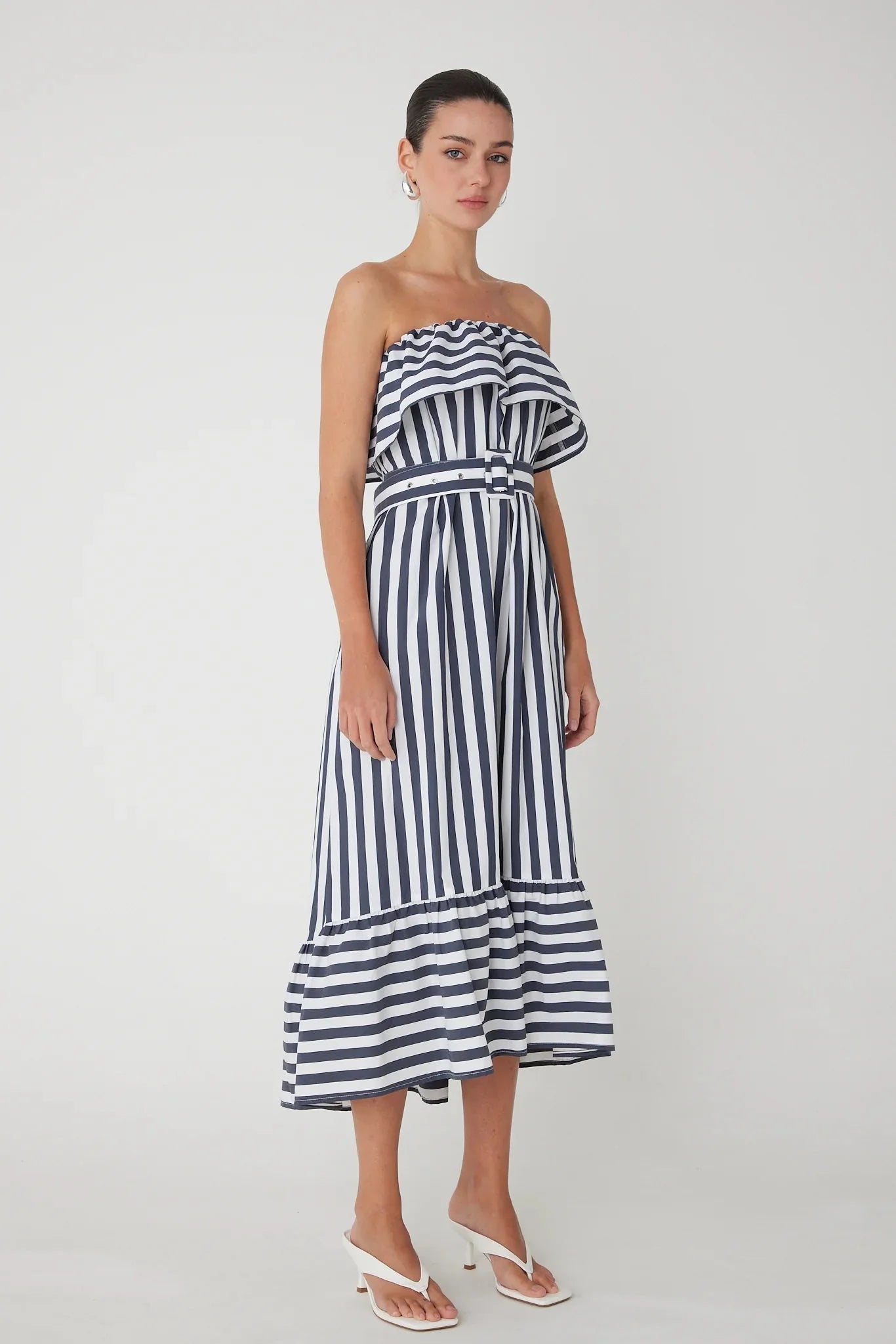 JS71 Karoline Dress in Navy White Stripe