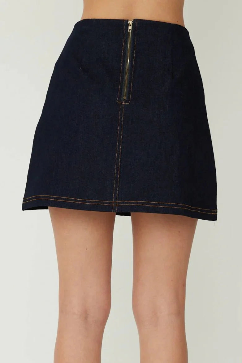 JS71 Oxford Skirt in Dark Wash Indigo