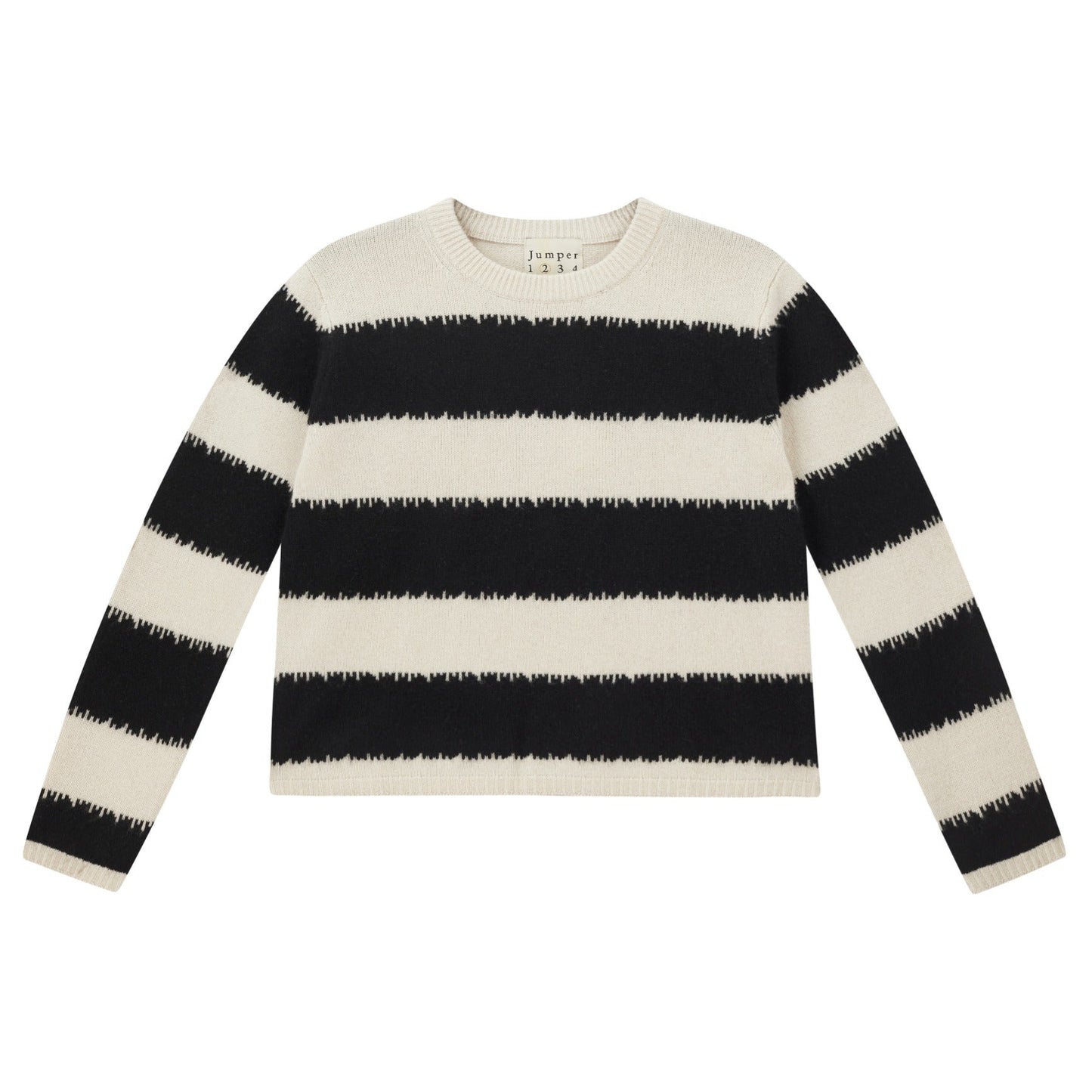 Jumper 1234 Broken Stripe Crew in Limestone Black