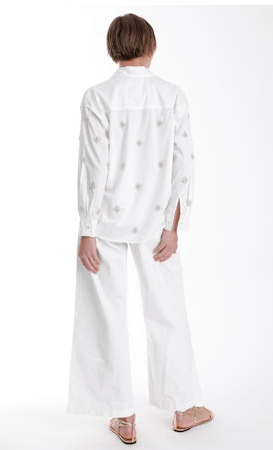 Karina Grimaldi Gisela Rhinestone Blouse in White