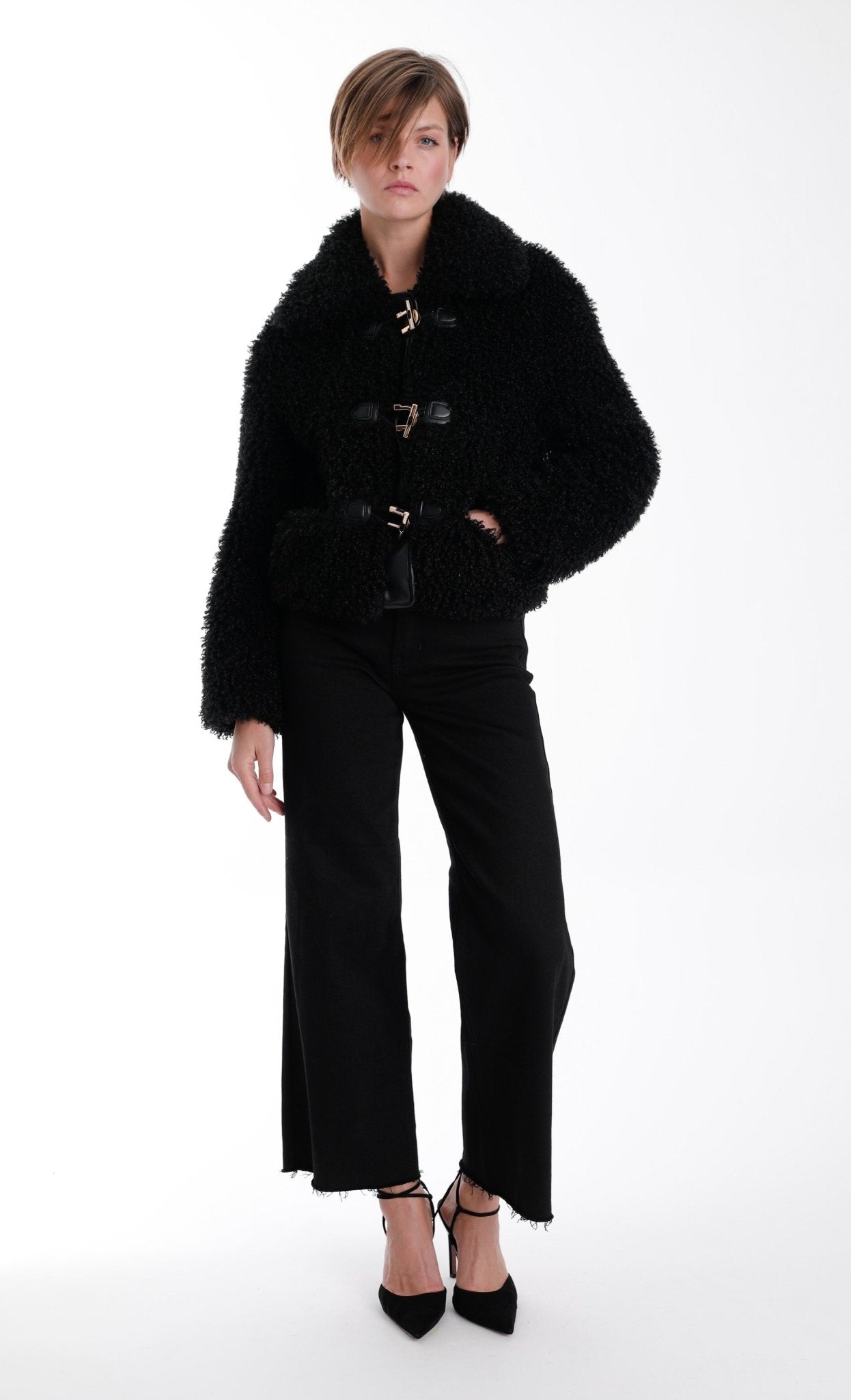 Karina Grimaldi Noelle Fur Jacket in Black