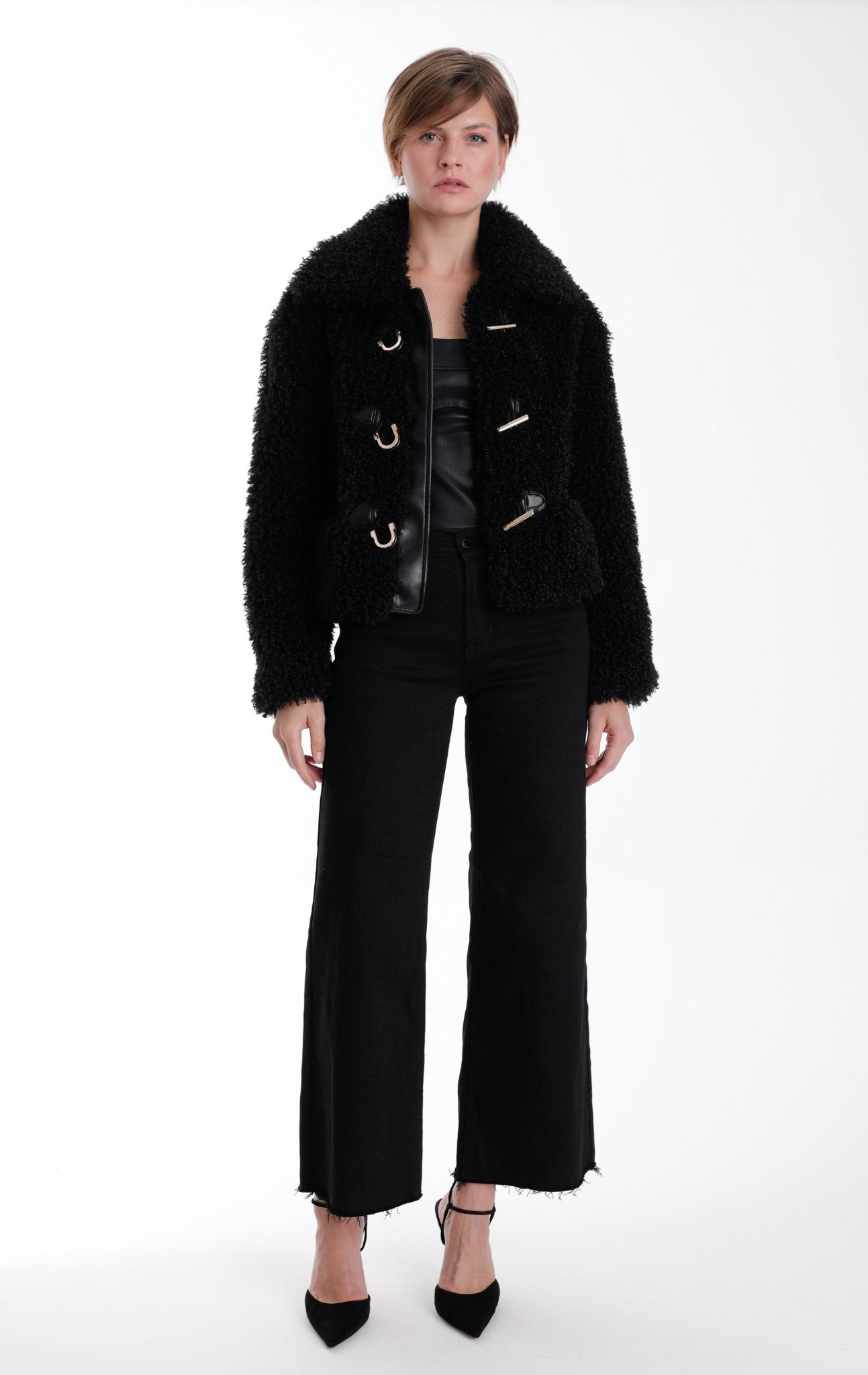 Karina Grimaldi Noelle Fur Jacket in Black