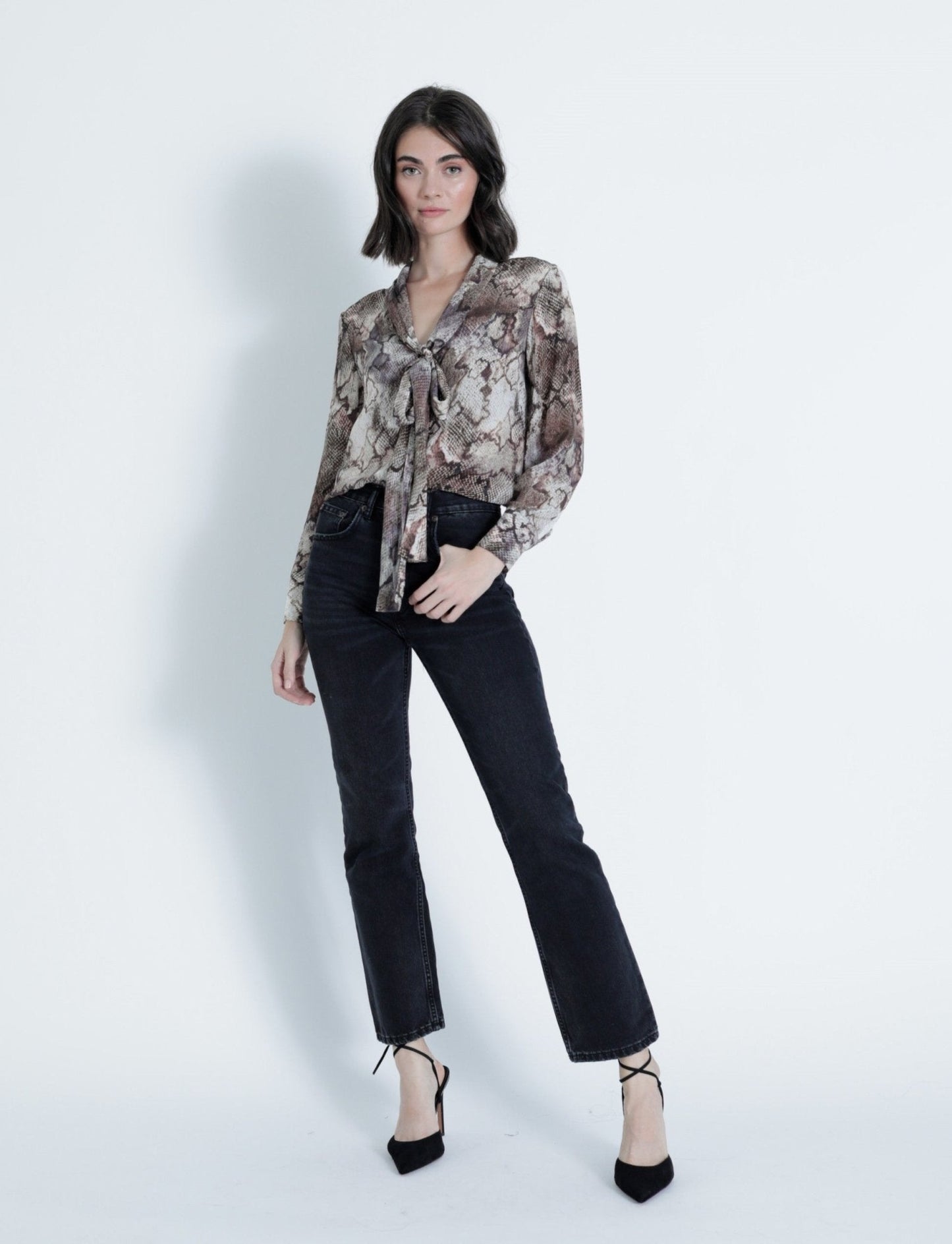 Karina Grimaldi Samantha Print Top in Natural Snake