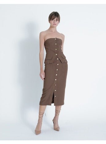 Karina Grimaldi Tessa Strapless Top in Mocha