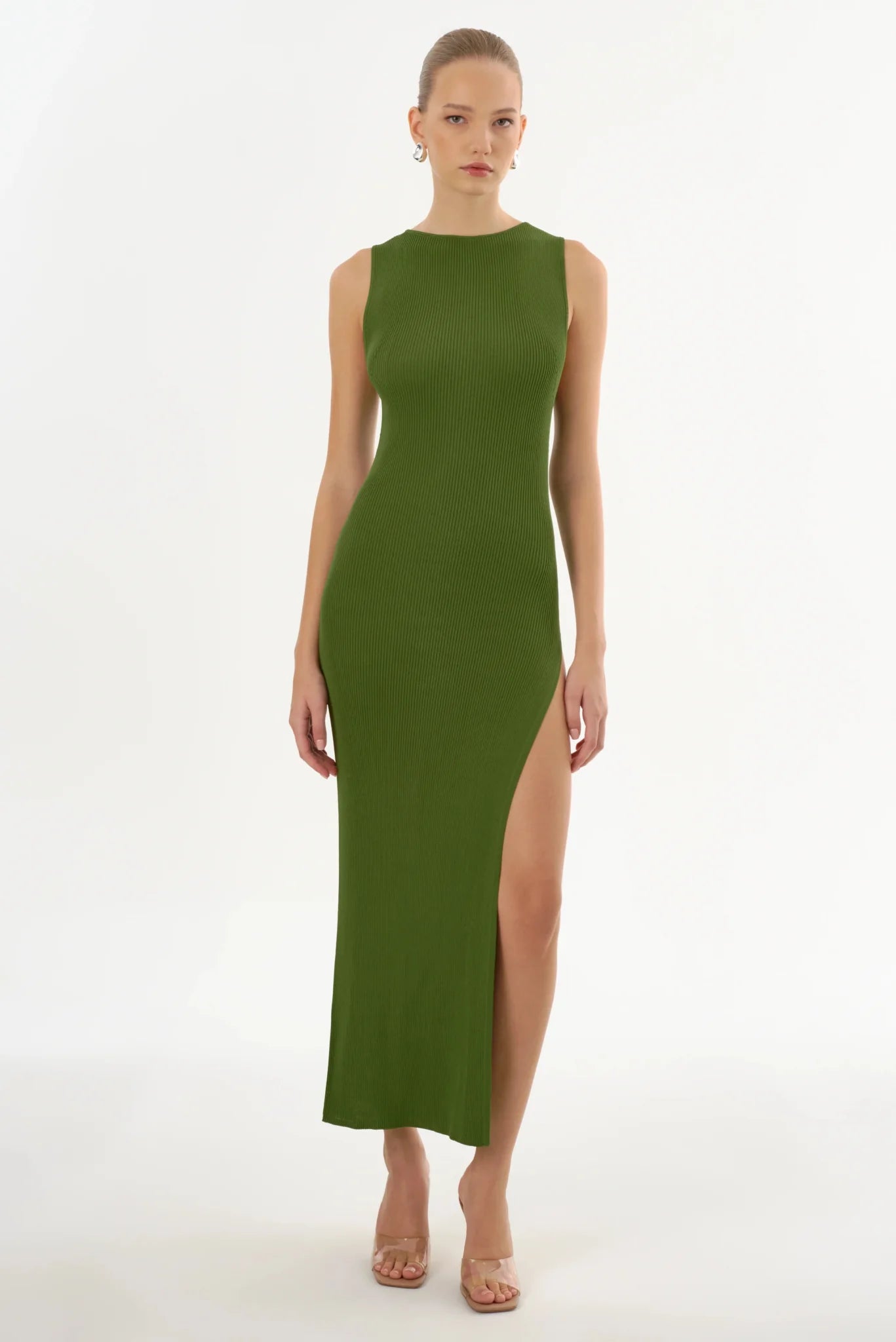 FINAL SALE- Lamarque Giovanna Rib Knit Maxi Dress in Fern